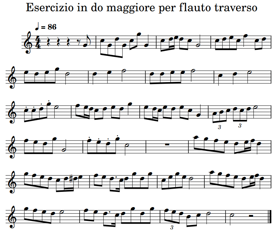 Esercizio per flauto traverso 5 - do maggiore