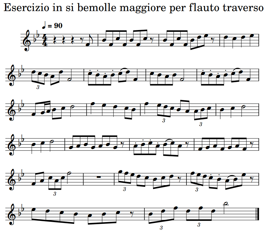 Esercizio per flauto traverso 6 - si bemolle maggiore