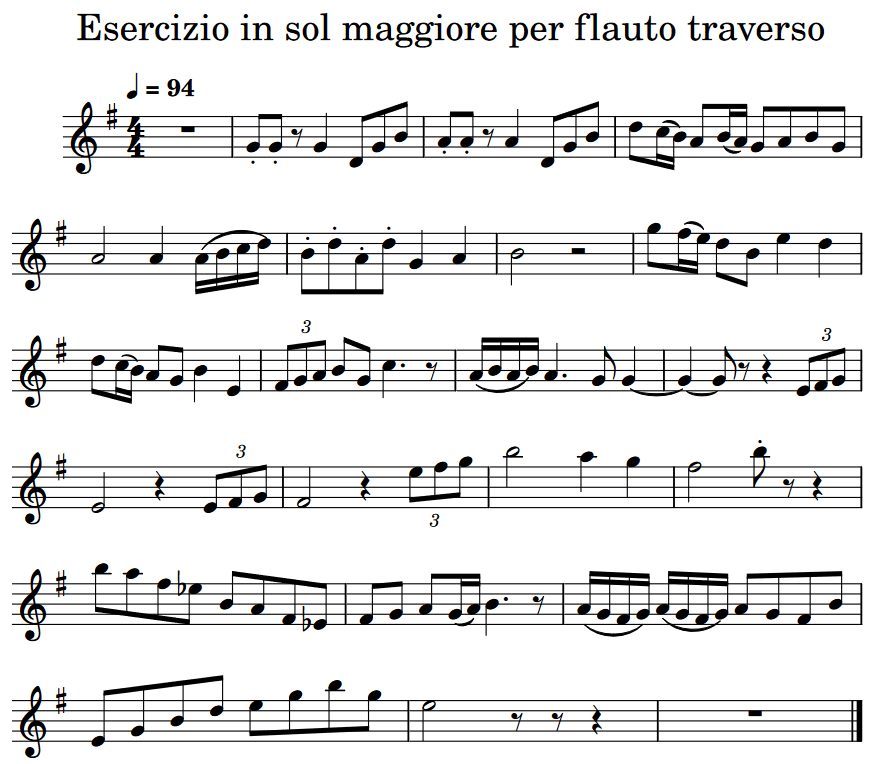 Esercizio per flauto traverso 7 - sol maggiore