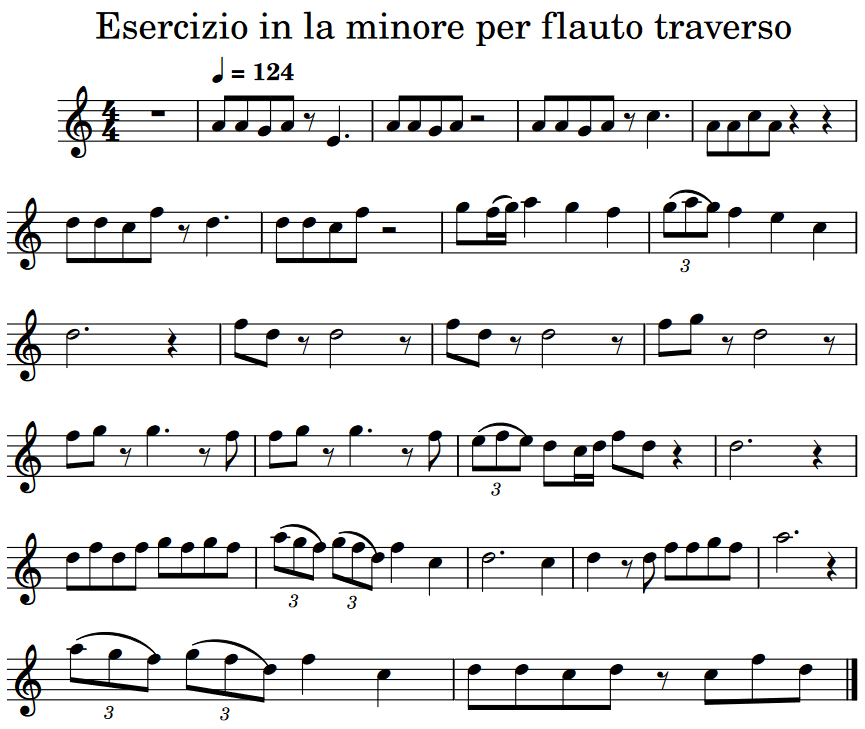 Esercizio per flauto traverso 8 - la minore