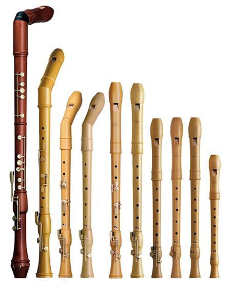La famiglia completa di flauti dolci