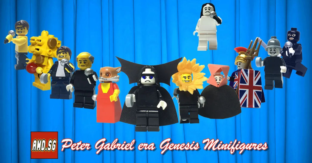 I modellini dei personaggi lego dedicati ai Genesis e Peter Gabriel