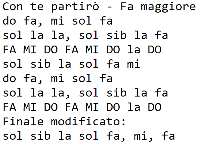 Note per flauto: Con te partirò