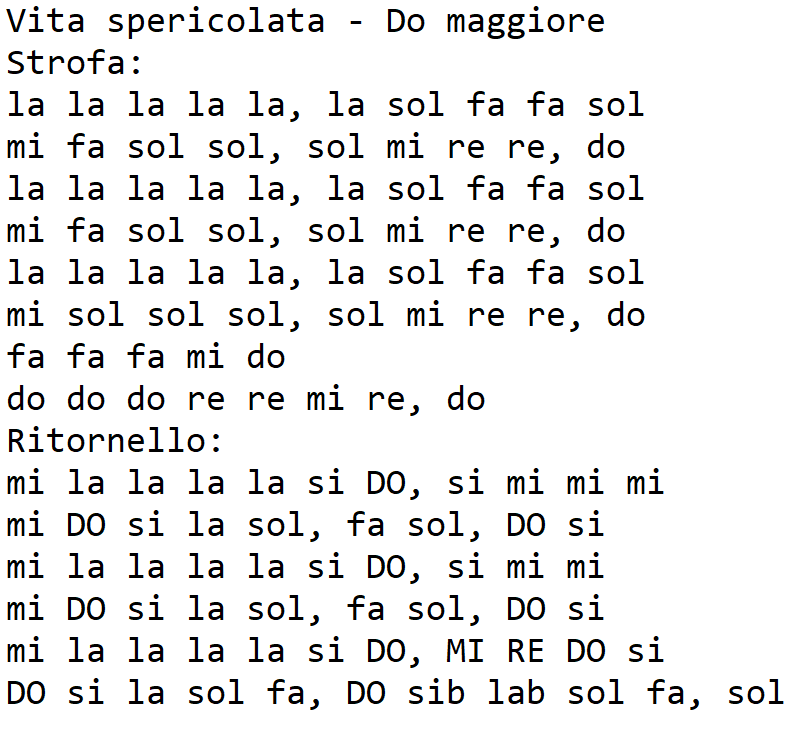 Note per flauto: Vita spericolata