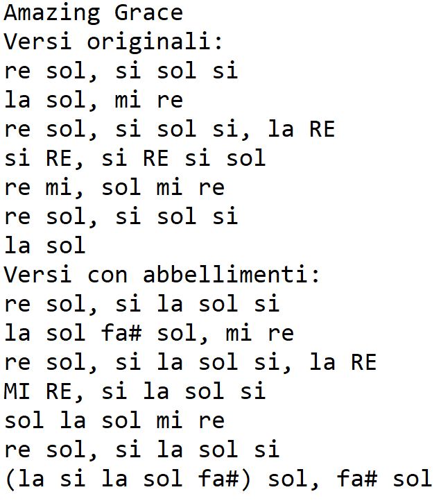 Note della canzone Amazing Grace per ocarina